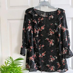 Sheer Torrid Floral Polka Dot Blouse